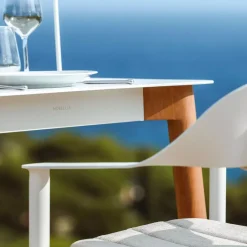 Tavolo da giardino quadrato in alluminio 2 posti (76 x 76 cm) Monte Carlo Bianco