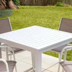 Tavolo da giardino quadrato in alluminio 4 posti (89 x 89 cm) Murano Bianco
