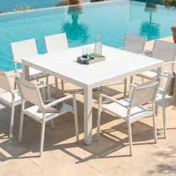 Tavolo da giardino quadrato Alluminio 8 posti (136 x 136 cm) Murano Bianco