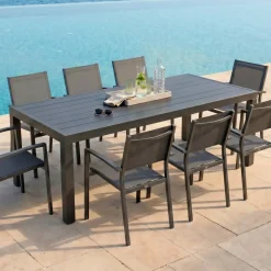 Tavolo da giardino rettangolare alluminio 8 posti (210 x 100 cm) Murano Grigio antracite