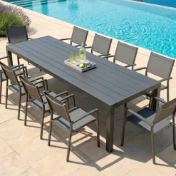 Tavolo da giardino rettangolare in alluminio 10 posti (240 x 120 cm) Murano Grigio antracite