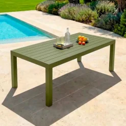 Tavolo da giardino rettangolare in alluminio 8 posti (210 x 100 cm) Murano Verde oliva