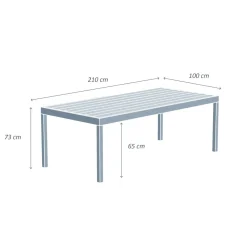 Tavolo da giardino rettangolare in alluminio 8 posti (210 x 100 cm) Murano Blu
