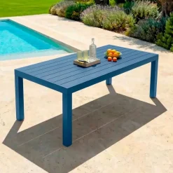 Tavolo da giardino rettangolare in alluminio 8 posti (210 x 100 cm) Murano Blu