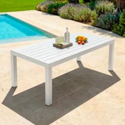 Tavolo da giardino rettangolare 8 posti Alluminio Murano (210 x 100 cm) Bianco