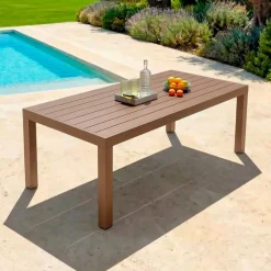 Tavolo da giardino rettangolare in alluminio per 8 persone (210 x 100 cm) Murano Bronzo