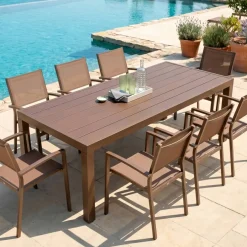 Tavolo da giardino rettangolare in alluminio per 8 persone (210 x 100 cm) Murano Bronzo