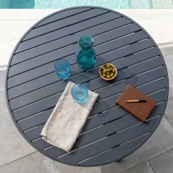 Tavolo da giardino rotondo alluminio 5 posti (D105 cm) Murano Grigio antracite
