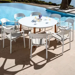 Tavolo da giardino rotondo in alluminio 8 posti (diametro 149 cm) Monte Carlo Bianco