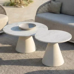 Tavolo da giardino rotondo in ceramica (D60 cm) Riviera Beige