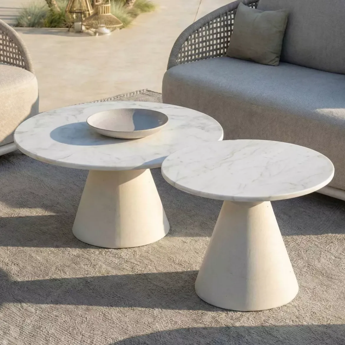 Tavolo da giardino rotondo in ceramica (D60 cm) Riviera Beige