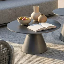Tavolo da giardino rotondo in ceramica (D81 cm) Riviera Grigio antracite