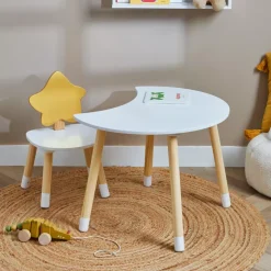 Tavolo e 1 sedia bambino legno (H44 cm) Stars Bianco
