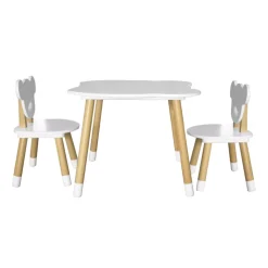 Tavolo e 2 sedie bambino legno (H44 cm) Orsetti Bianco