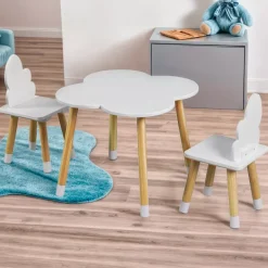 Tavolo e 2 sedie per bambini in legno nuvola (H44 cm) Lilou Bianco