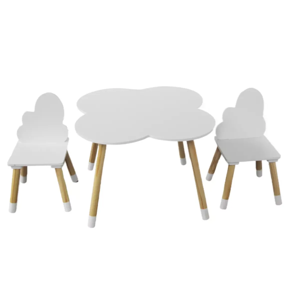 Tavolo e 2 sedie per bambini in legno nuvola (H44 cm) Lilou Bianco