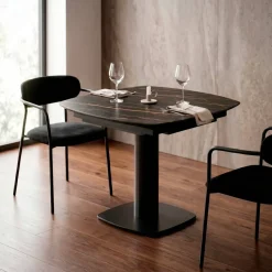 Tavolo rettangolare allungabile con prolunga in ceramica (120 cm) Kryo Nero