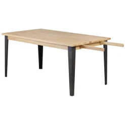 Tavolo rettangolare allungabile in rovere massiccio e metallo (160 cm) Bristol Naturale