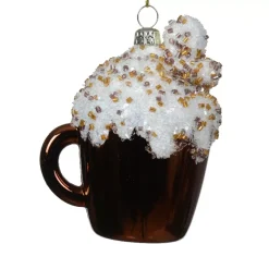 Tazza da caffè da appendere (H9 cm) Infrangibile e glitterata Marrone