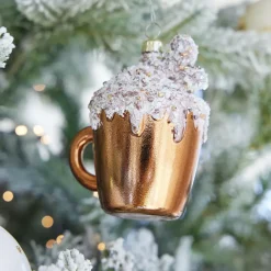 Tazza da caffè da appendere (H9 cm) Infrangibile e glitterata Marrone