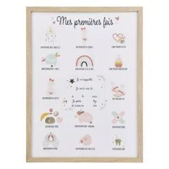 Tela murale per bambini e penna (30 x 40 cm) Le mie prime volte Lilla Beige