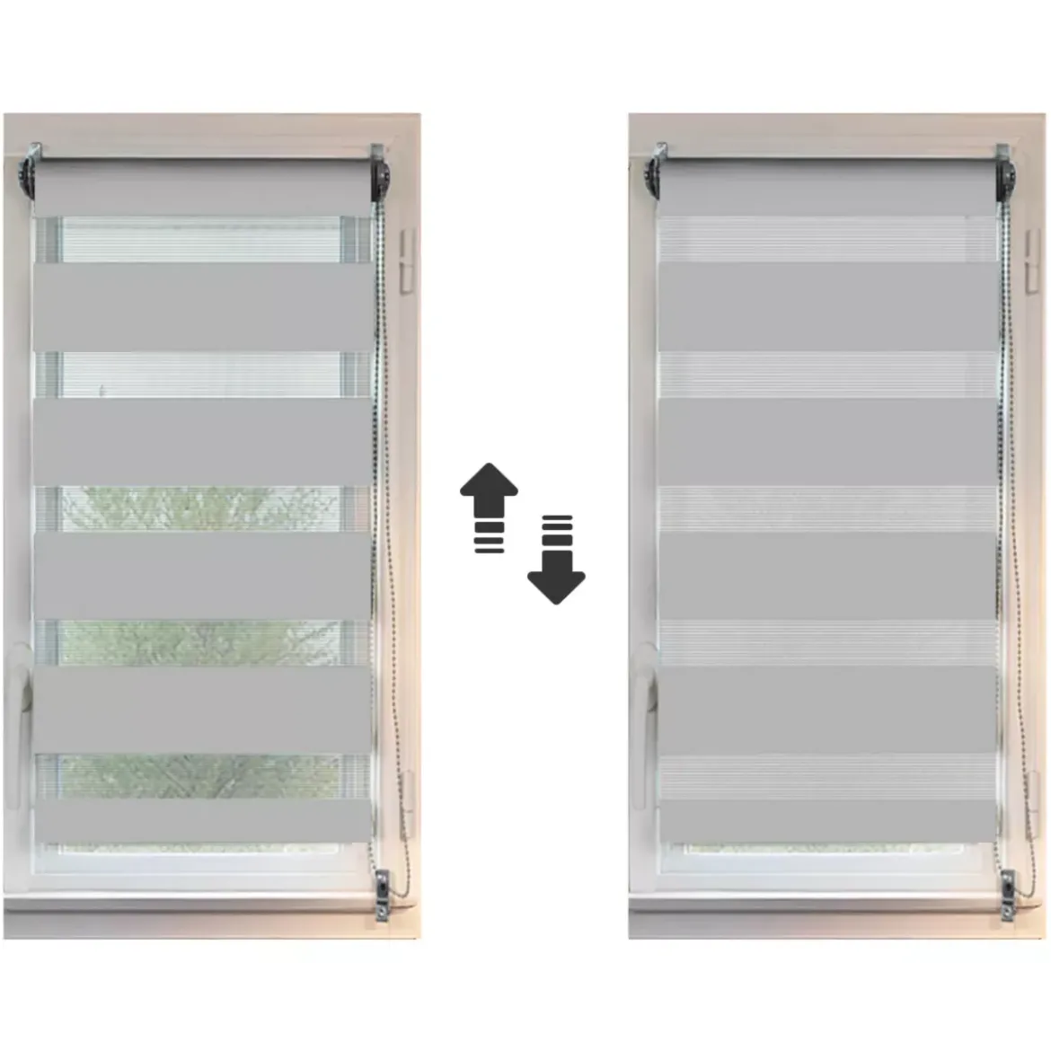 Tenda a rullo (45 X H90 cm) Giorno/Notte Grigio chiaro