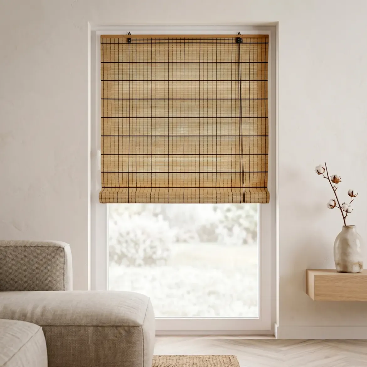 Tenda a rullo con bastoncini di bambù (90 x 180 cm) Bali Marrone