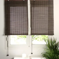 Tenda a rullo con lamelle (40 x H130 cm) Bambù Cioccolato