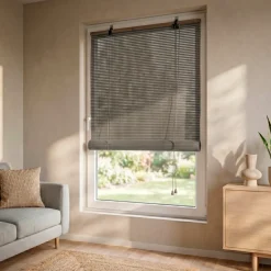 Tenda a rullo con lamelle (120 x 180 cm) Bambù Grigio chiaro / Grigio scuro