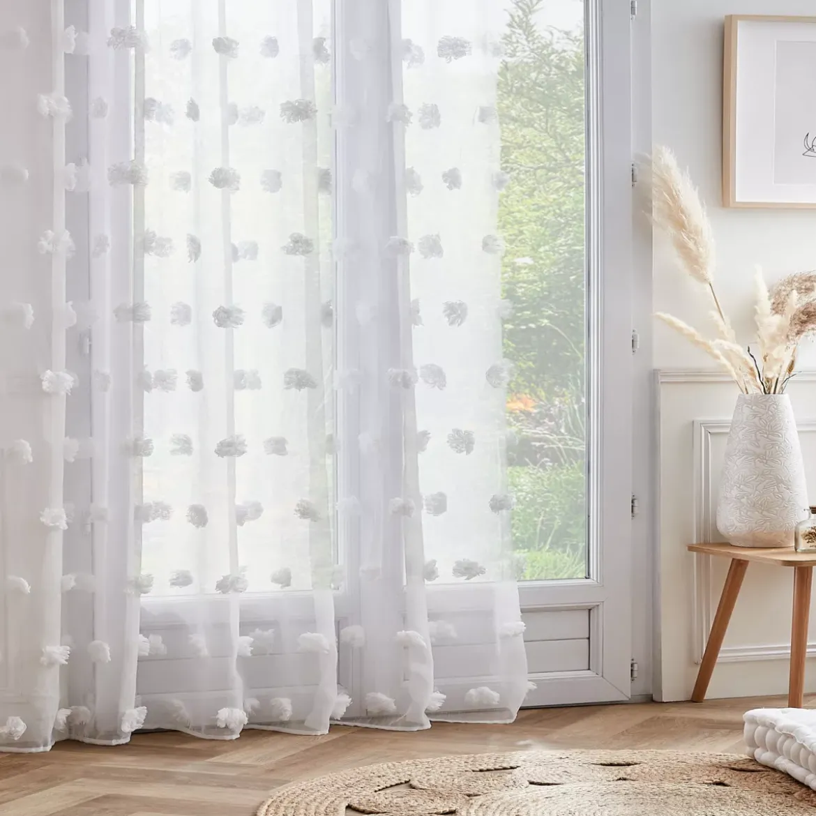 Tenda a rullo con pon pon Suzie Bianca (280 x 240 cm)