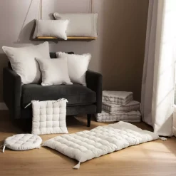 Tenda cotone (140 x 260 cm) Pixel Beige-grigio