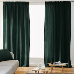 Tenda garza di cotone con passanti nascosti (180 x 240 cm) Gaïa Verde abete