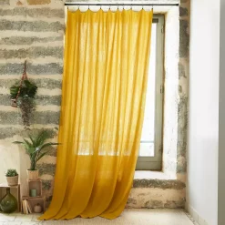 Tenda garza di cotone regolabile (140 x max 300 cm) Gaïa Giallo zafferano