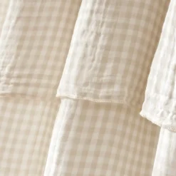 Tenda garza di cotone regolabile (140 x max 300 cm) Gaïa vichy Beige