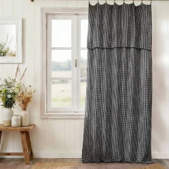 Tenda garza di cotone regolabile (140 x max 180 cm) Gaïa vichy Nero