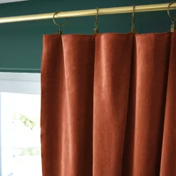 Tenda iin velluto di cotone regolabile (140 x max 270 cm) Victor Terracotta