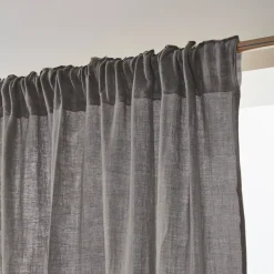 Tenda in garza di cotone a passanti nascosti (180 x 240 cm) Gaïa Grigio granito