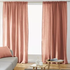 Tenda in garza di cotone a passanti nascosti (180 x 240 cm) Gaïa Rosa pesca