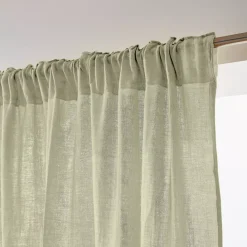 Tenda in garza di cotone a passanti nascosti (140 x 240 cm) Gaïa Verde tiglio
