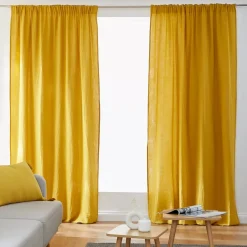 Tenda in garza di cotone a passanti nascosti (180 x 240 cm) Gaïa Giallo zafferano