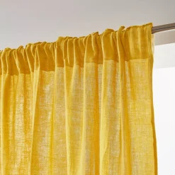 Tenda in garza di cotone a passanti nascosti (180 x 240 cm) Gaïa Giallo zafferano