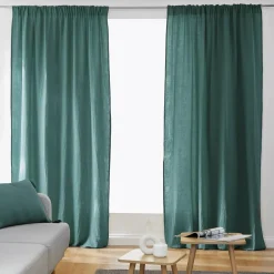 Tenda in garza di cotone a passanti nascosti (180 x 240 cm) Gaïa Blu anatra