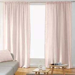 Tenda in garza di cotone a passanti nascosti (140 x 240 cm) Gaïa Rosa cipria