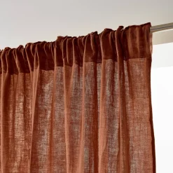 Tenda in garza di cotone a passanti nascosti (180 x 240 cm) Gaïa Terracotta