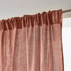 Tenda in garza di cotone a passanti nascosti (140 x 240 cm) Gaïa Rosa pesca
