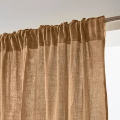 Tenda in garza di cotone a passanti nascosti (140 x 240 cm) Gaïa Camel