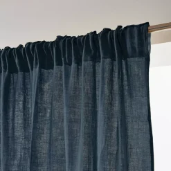 Tenda in garza di cotone a passanti nascosti (180 x 240 cm) Gaïa Blu notte