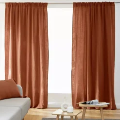 Tenda in garza di cotone a passanti nascosti (140 x 240 cm) Gaïa Terracotta