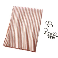 Tenda in garza di cotone regolabile (140 x max 180 cm) Gaïa righe Albicocca