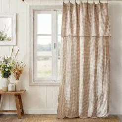Tenda in garza di cotone regolabile (140 x max 180 cm) Gaïa vichy Corda